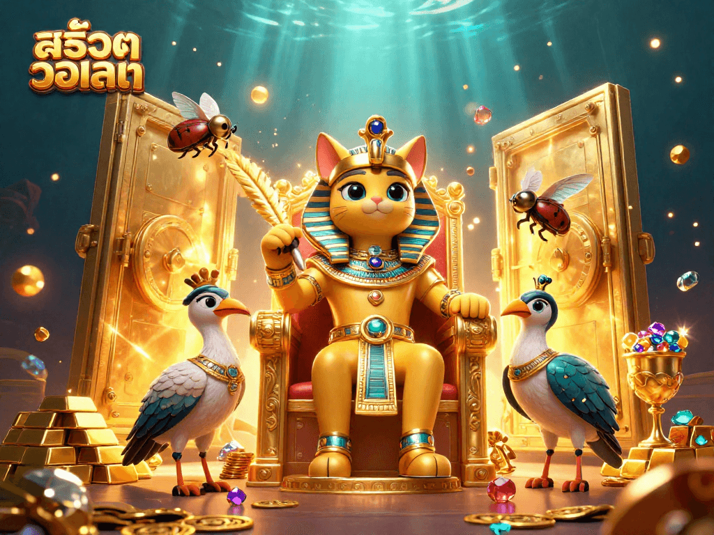 Spin to win with สล็อตวอเลท in a vibrant casino setting of gold and jewels.