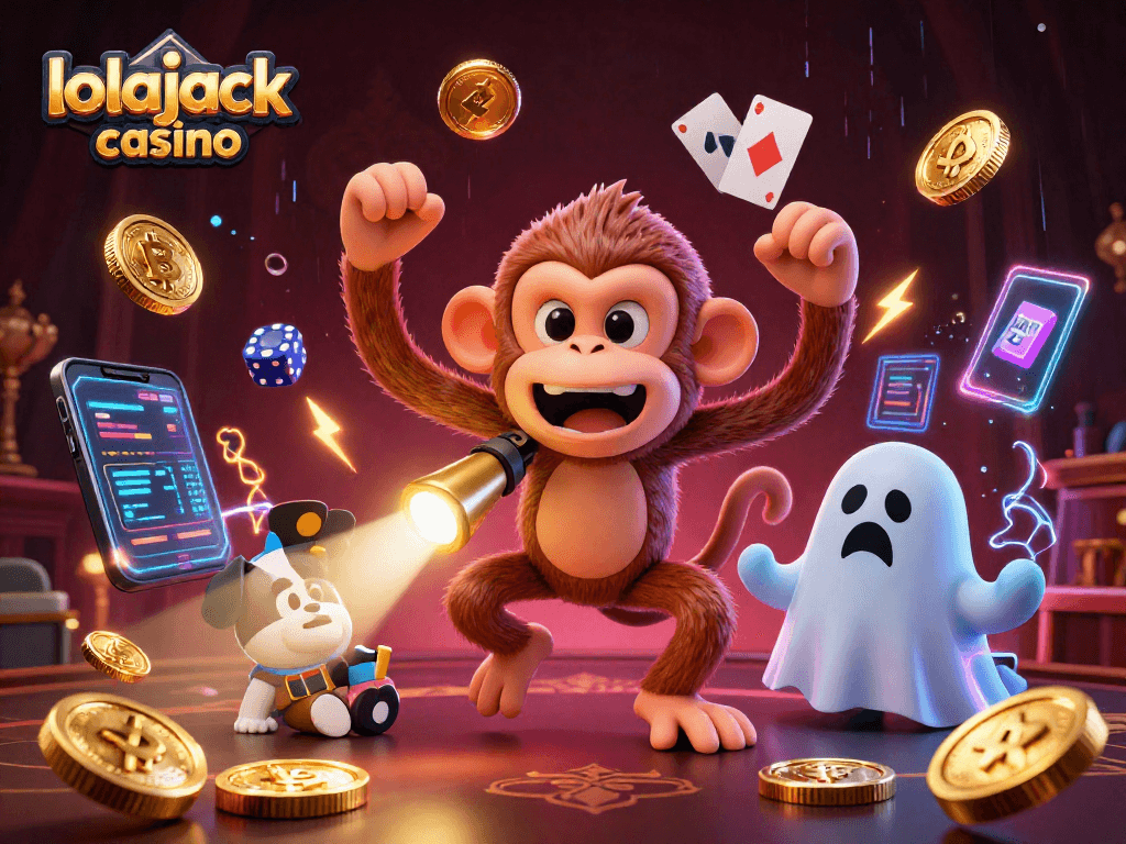 Engage with lolajack casino's thrilling atmosphere featuring a playful poltergeist monkey and ghost-hunter puppy.