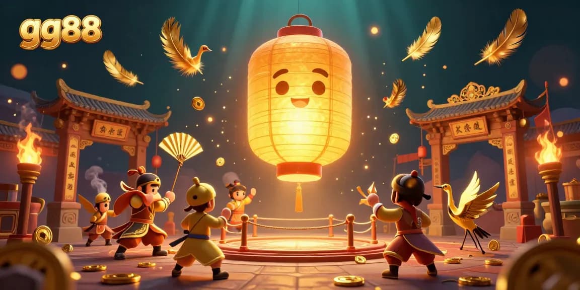 Witness thrilling action at gg88’s vibrant night market casino with golden lantern spirit and warriors.