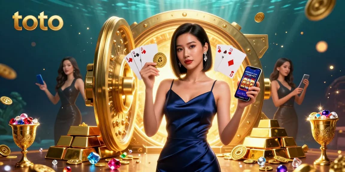 Spin to win jackpots with toto, showcasing a luxurious casino scene full of treasures.