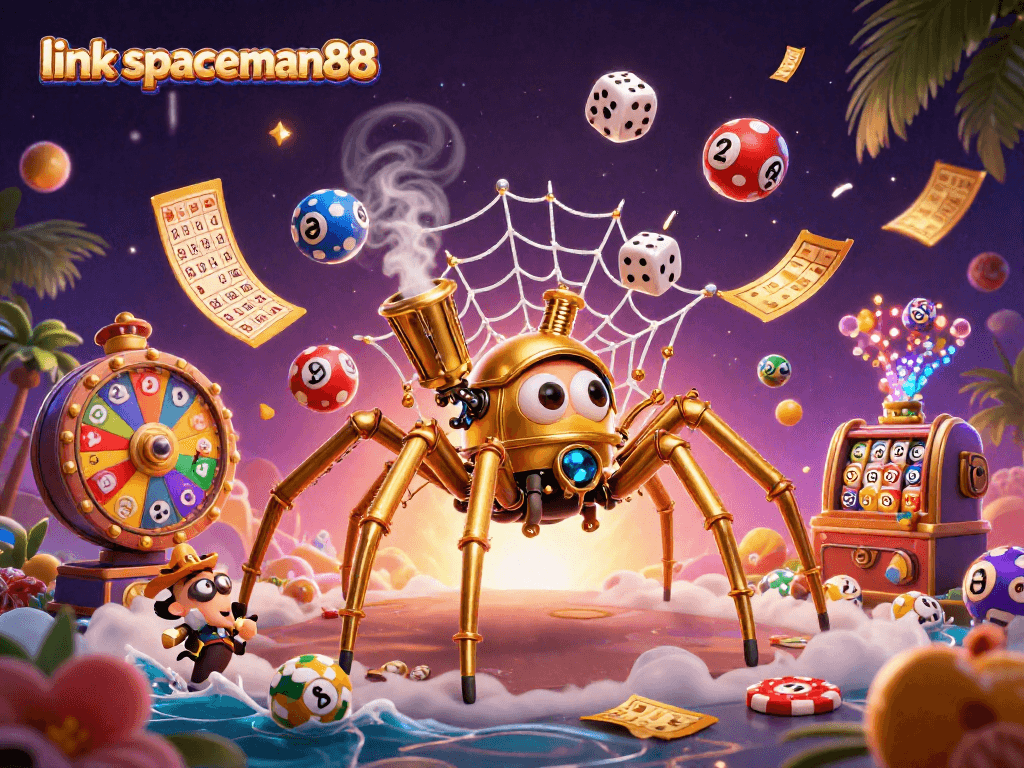 Experience thrilling gameplay with link spaceman88 as colorful lottery balls animate in a vibrant casino scene.