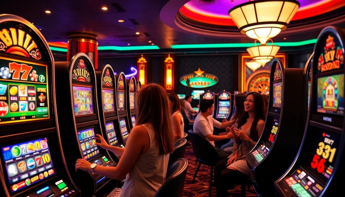 Experience the excitement of slot gacor demo machines in a vibrant casino setting.
