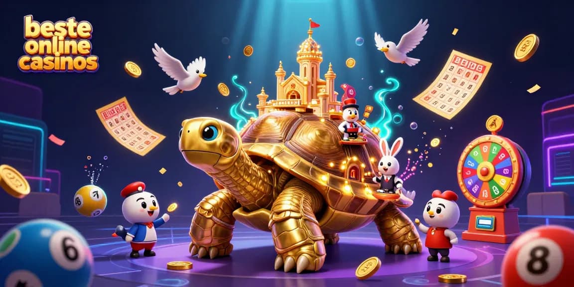 Experience the excitement of beste online casinos with a golden tortoise casino illustration.