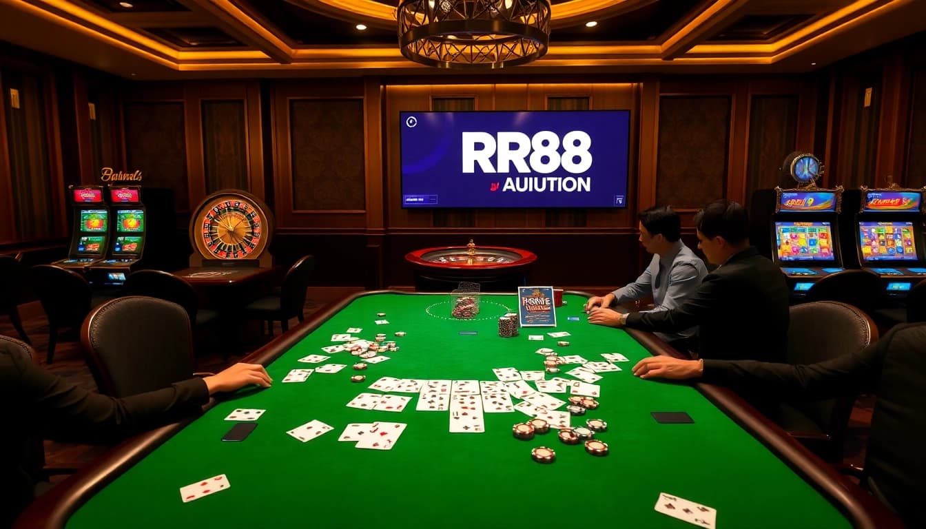 Experience thrilling gameplay at RR88 Auction with intense poker action and vibrant casino atmosphere.