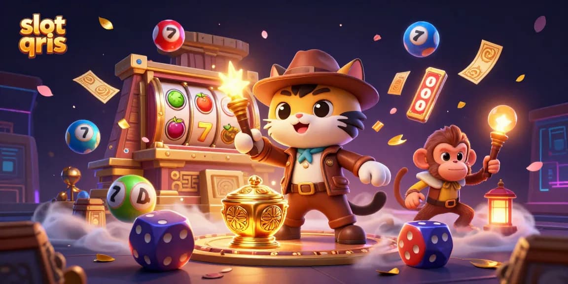 Experience the thrill of slot qris with dynamic illustrations of winning moments and exciting gameplay.