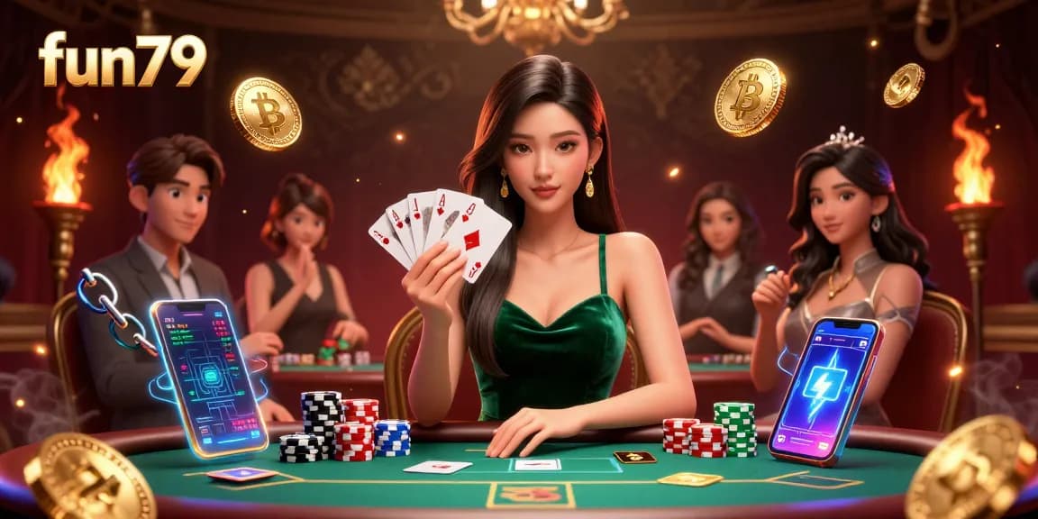 Play smart at fun79 with a skilled poker player in an elegant setting, showcasing excitement and strategy.