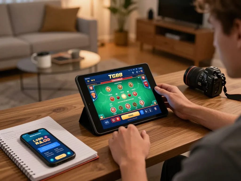 Engaging in TG88 mobile casino gameplay with live dealer excitement in a cozy home setting.