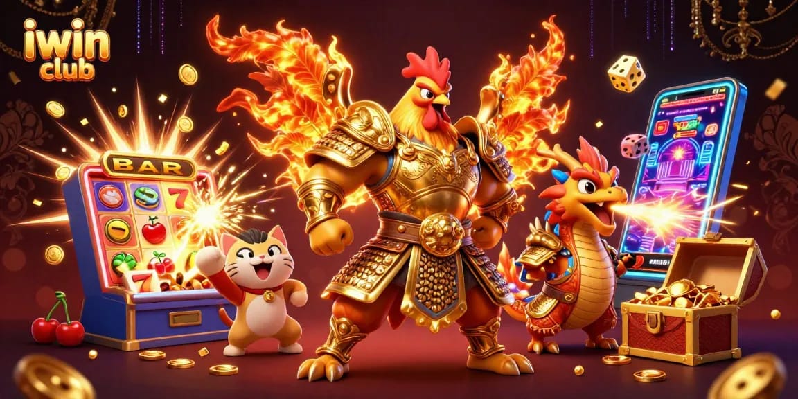 Engage in iwin club's vibrant gaming atmosphere with thrilling slot machines and charismatic characters.