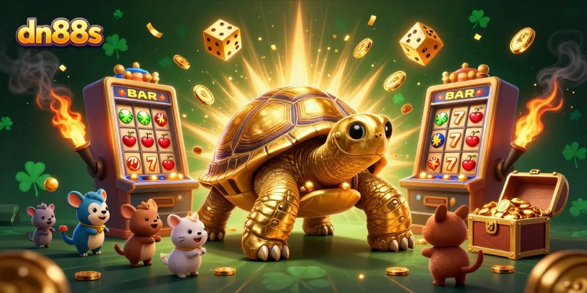 Engage in thrilling gameplay at dn88s with a vibrant casino scene featuring colorful slot machines and exciting gaming characters.
