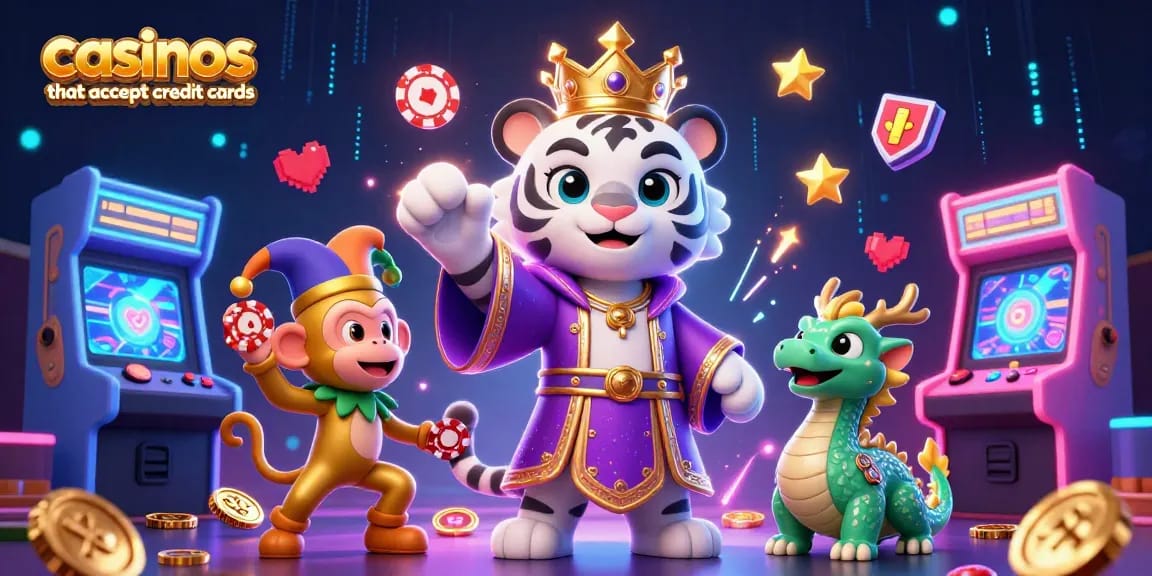 Experience exciting gameplay at casinos that accept credit cards with vibrant characters and casino elements.