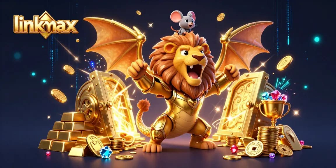 Experience thrilling wins with link vmax in this vibrant casino-themed 3D illustration.