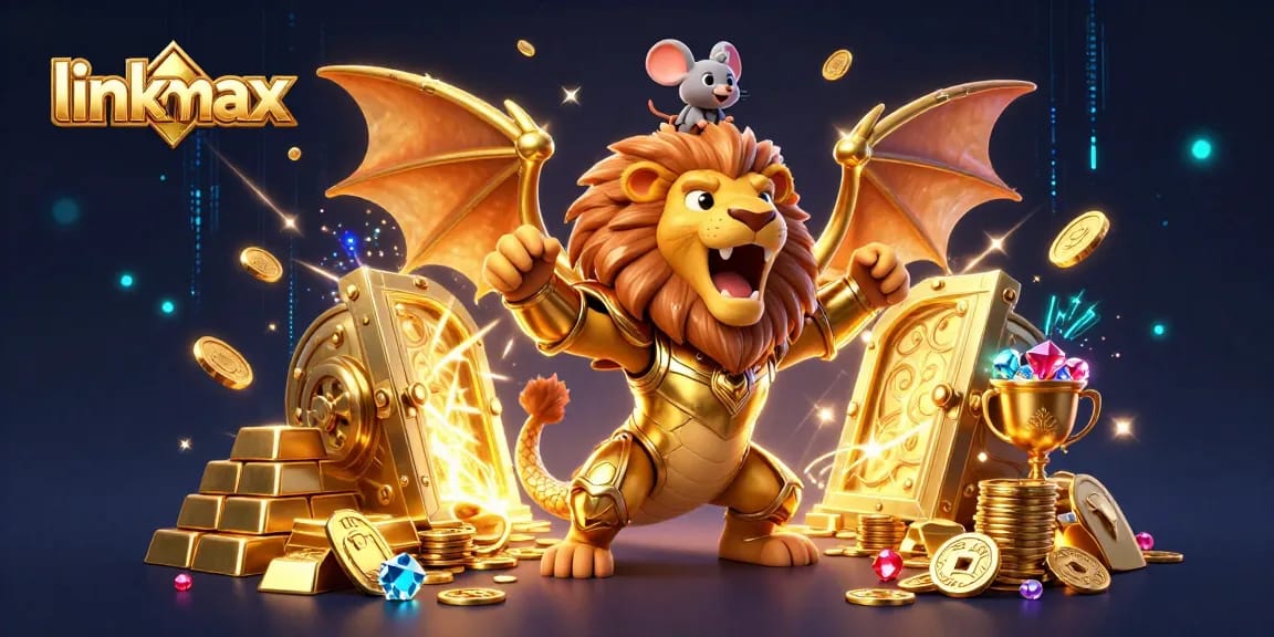 Experience thrilling wins with link vmax in this vibrant casino-themed 3D illustration.