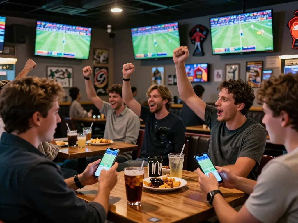 Tỷ lệ kèo nhà cái 5 enhances sports betting experience at a bustling venue with fans cheering
