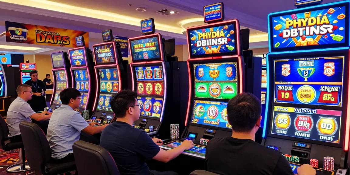 The colorful bonus buy slots at https://crownnorthill.co.uk/ with players excitedly engaging in gameplay in a vibrant casino setting.