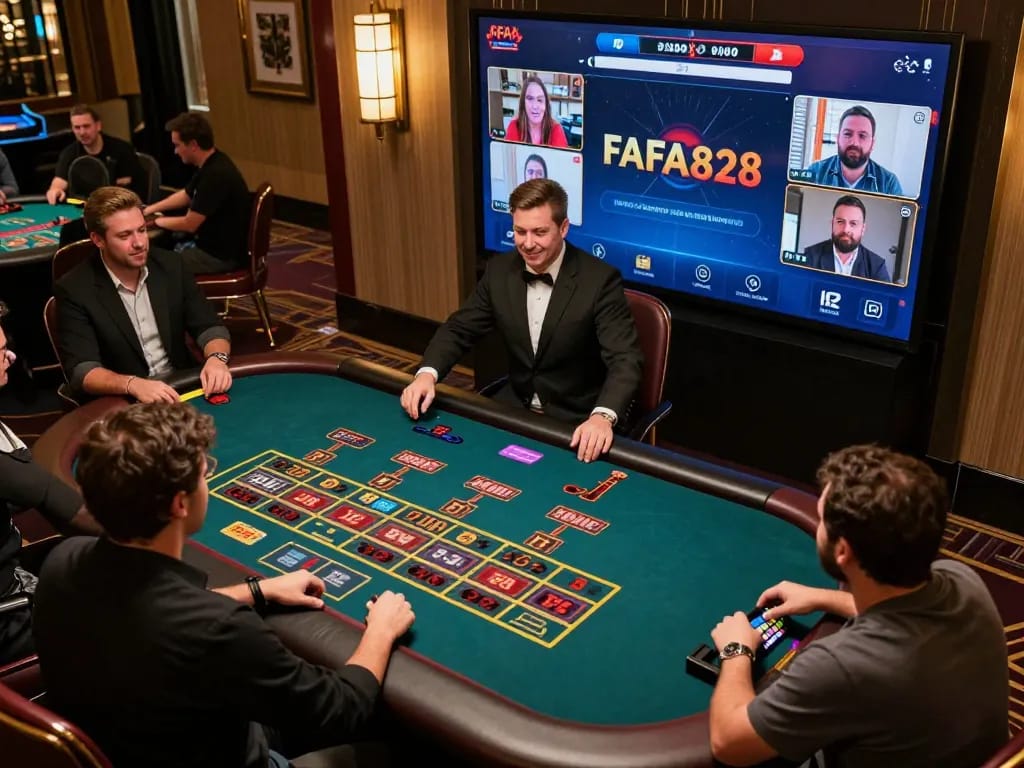 ผู้เล่น FAFA828 เข้าร่วมประสบการณ์เกมดีลเลอร์สดแบบอินเตอร์แอกทีฟ แสดงตัวเลือกการเดิมพันที่หลากหลายและอินเตอร์เฟซระดับพรีเมียม
