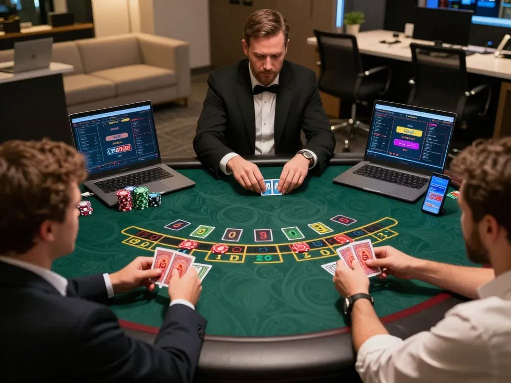Players engaging in a live dealer blackjack game at cm8888 online, showcasing the thrill of strategic betting.