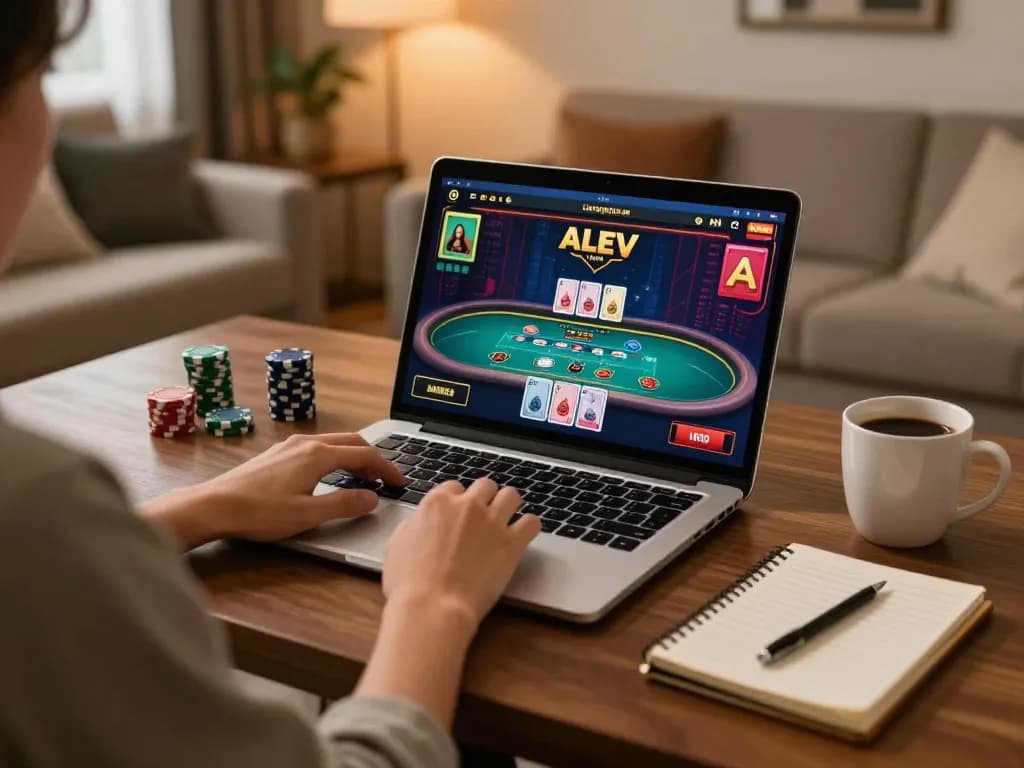 Alev Casino kumar experience with engaging live dealer gameplay on a cozy laptop setup.
