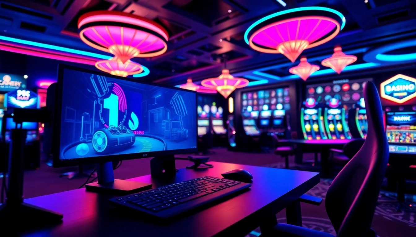 Spannendes Casino-Erlebnis auf casino spiele.de mit modernem Gaming-Setup und lebendigen Lichtern.