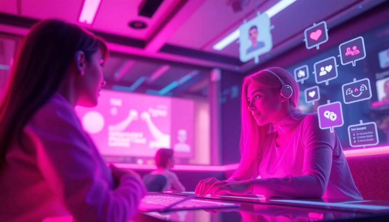 Engaging free ai sex chat scene with vibrant digital interaction elements