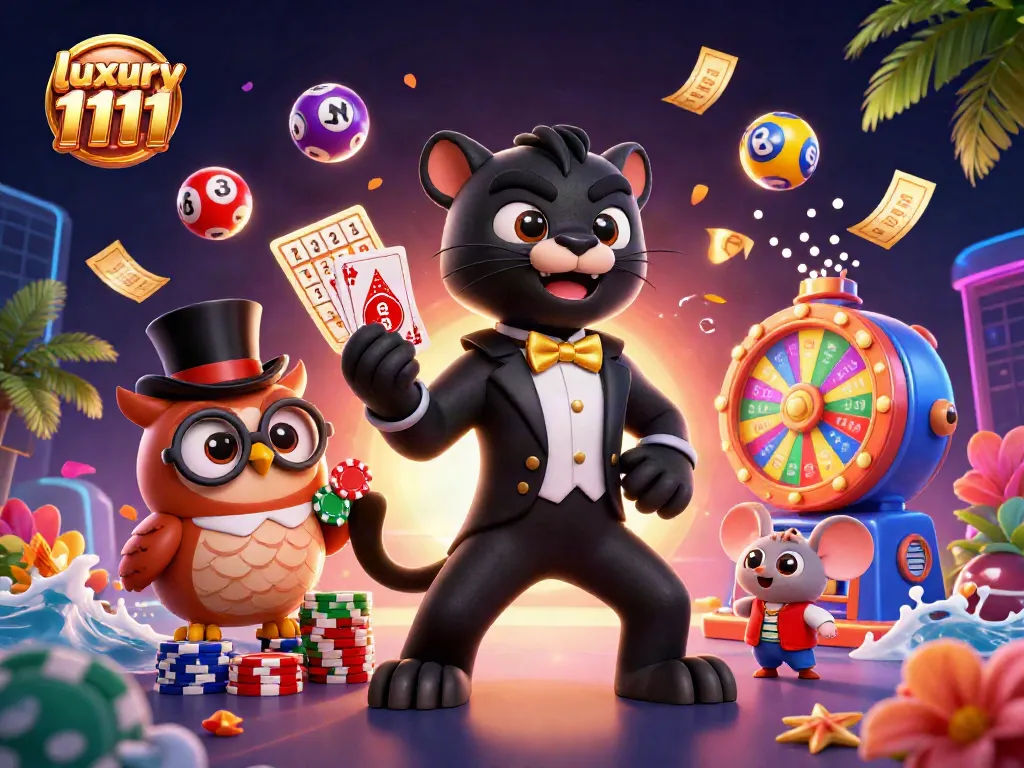Menang dalam luxury 1111 melalui ilustrasi kasino yang penuh aksi dengan karakter 3D yang menarik.