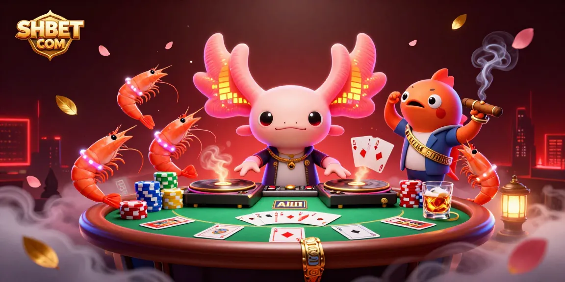 Experience epic gaming with SHBET COM as vibrant characters celebrate wins at a lively casino scene.