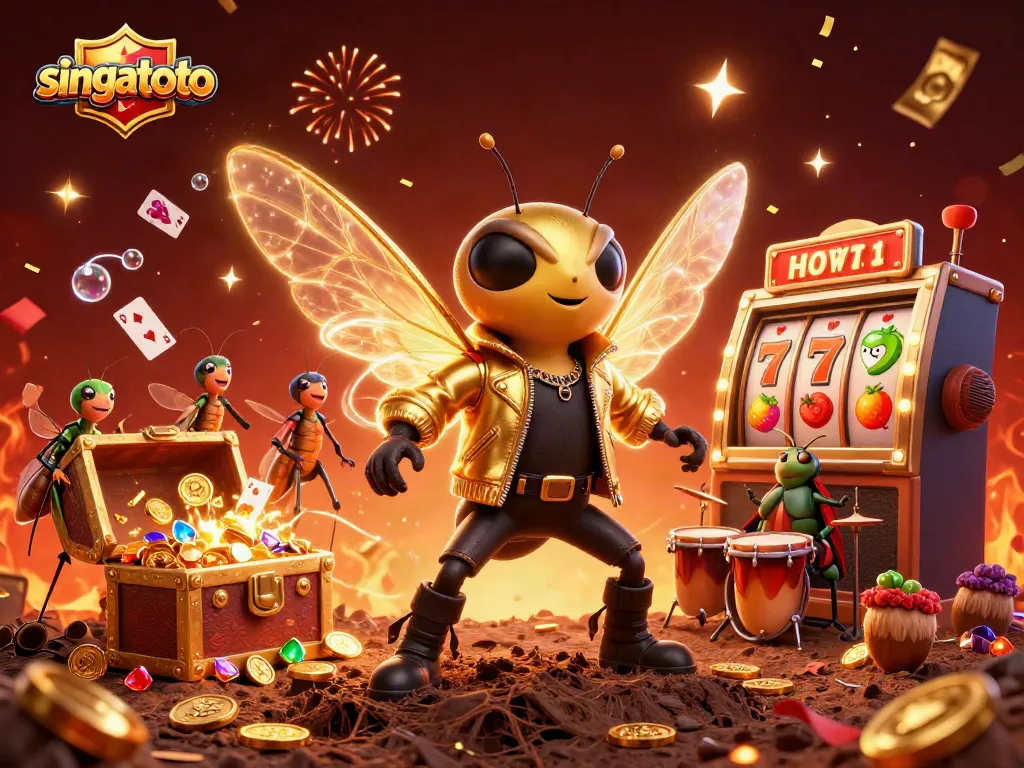 Experience the thrill of singatoto with our lively 3D illustration featuring vibrant casino elements.