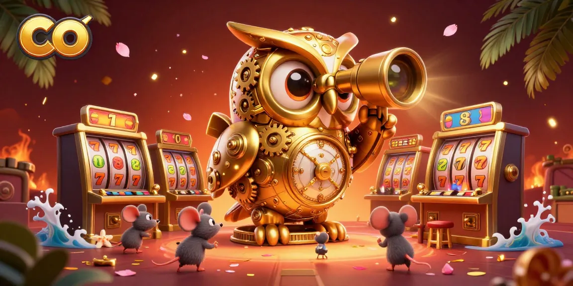 Experience the thrill of co with a stunning golden owl amidst vibrant casino action.