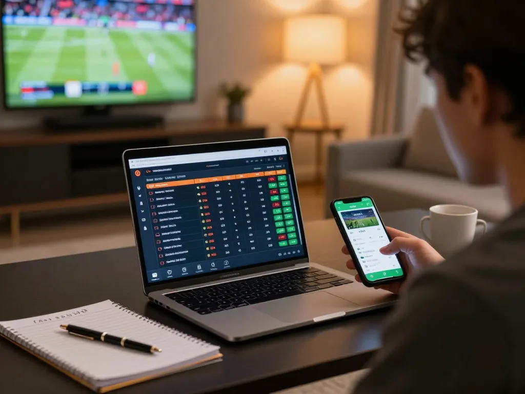 Person engaging in sports betting with energileisureparks live betting interface displayed on laptop.