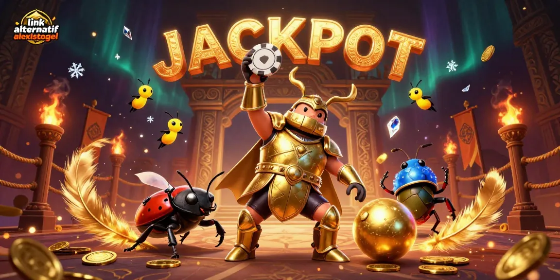 Engage in thrilling gameplay at link alternatif alexistogel with vibrant 3D art depicting a victorious beetle lifting a poker chip.