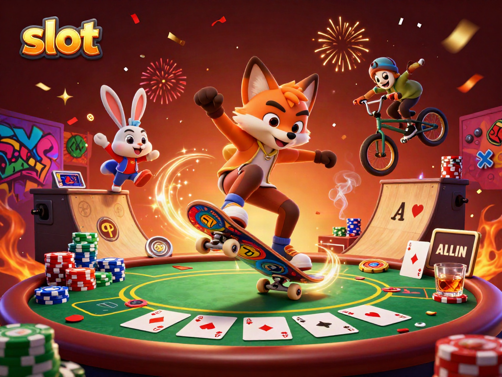 Jump into the excitement of slot gaming with a dynamic illustration of colorful reels and casino symbols.