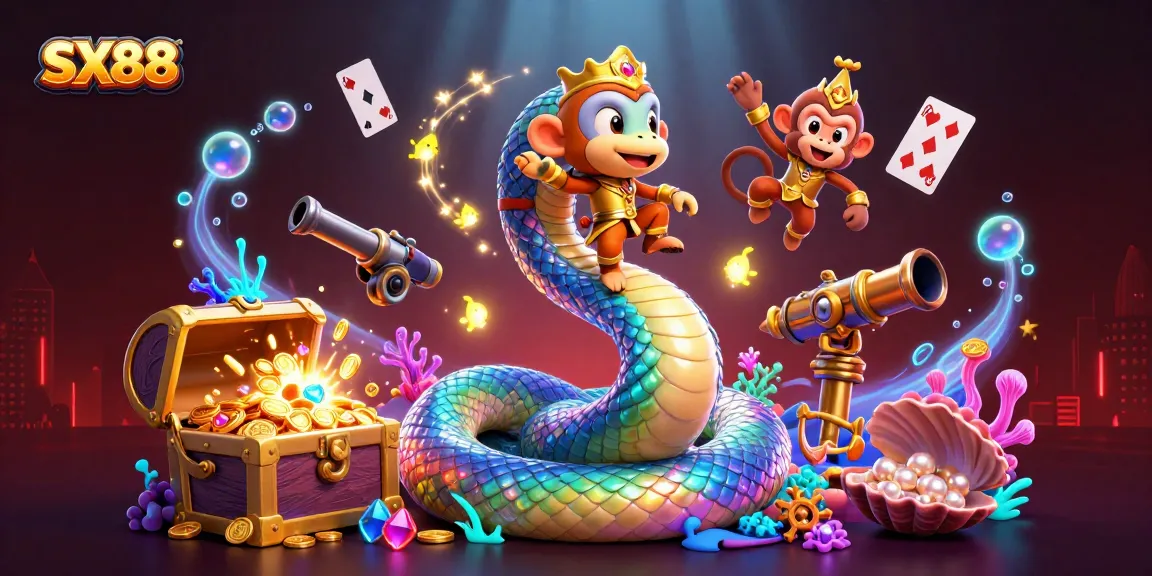 SX88 offers an engaging gaming experience with a colorful dynamic 3D scene featuring rich casino elements.