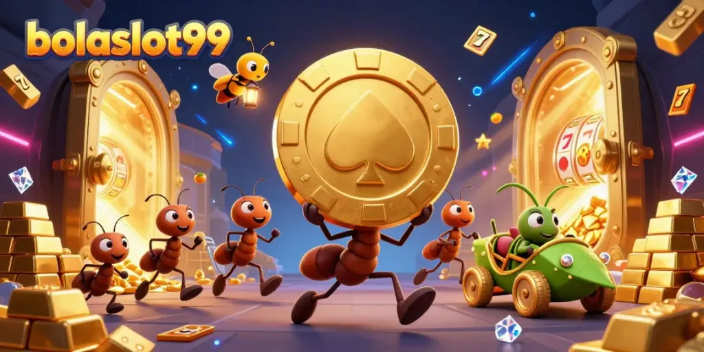 Engage in thrilling adventures with bolaslot99 as tiny ants embark on a treasure heist amid dazzling casino elements.