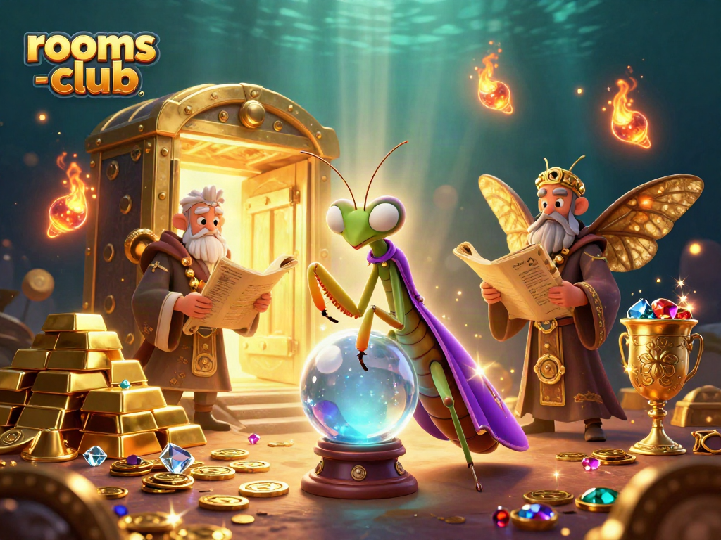 Permainan slot menarik di rooms-club dengan karakter unik dan harta yang berkilauan.