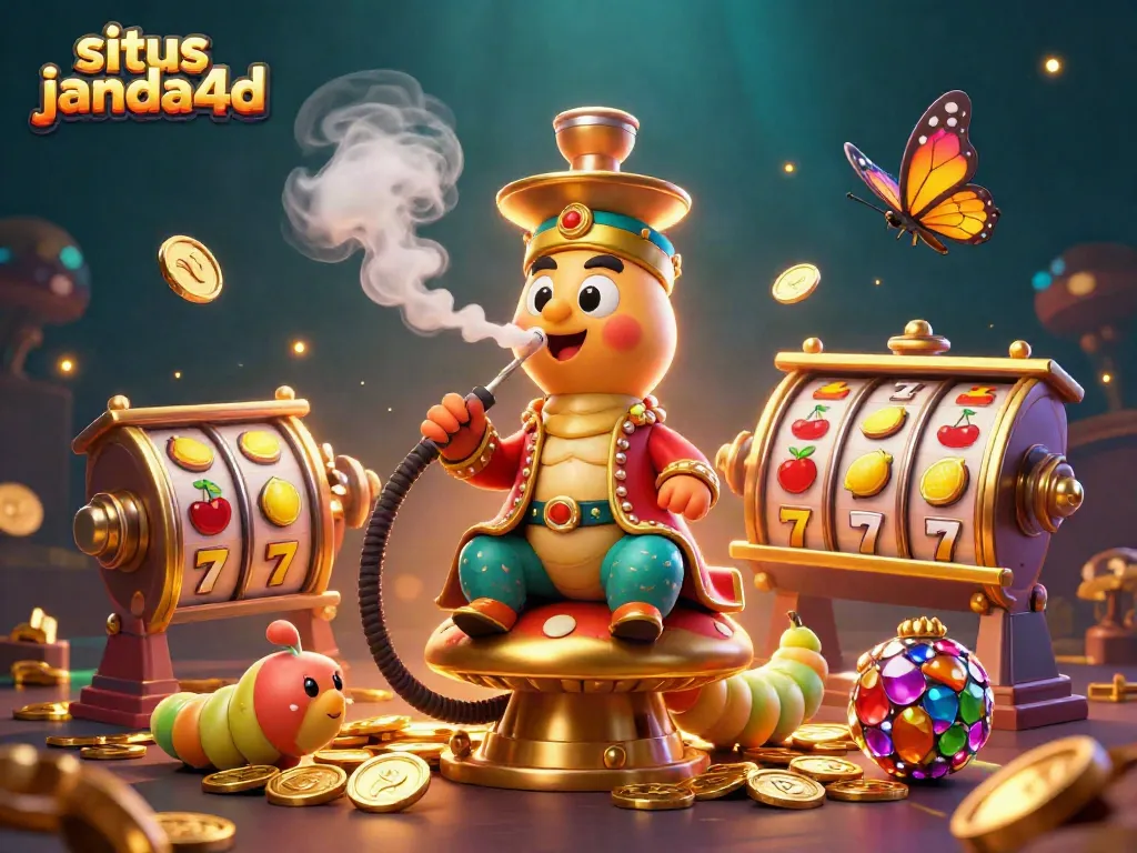 Gambarkan situs janda4d dengan ilustrasi 3D mencolok dari karakter menarik di kasino bertema slot.
