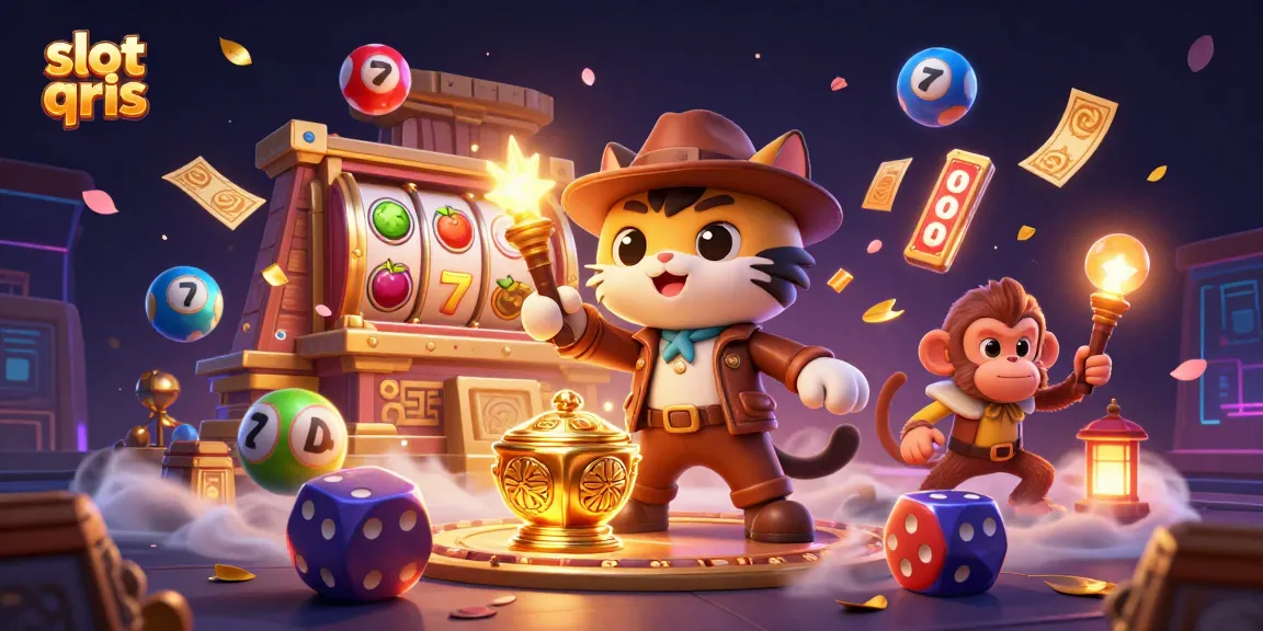 Experience the thrill of slot qris with dynamic illustrations of winning moments and exciting gameplay.