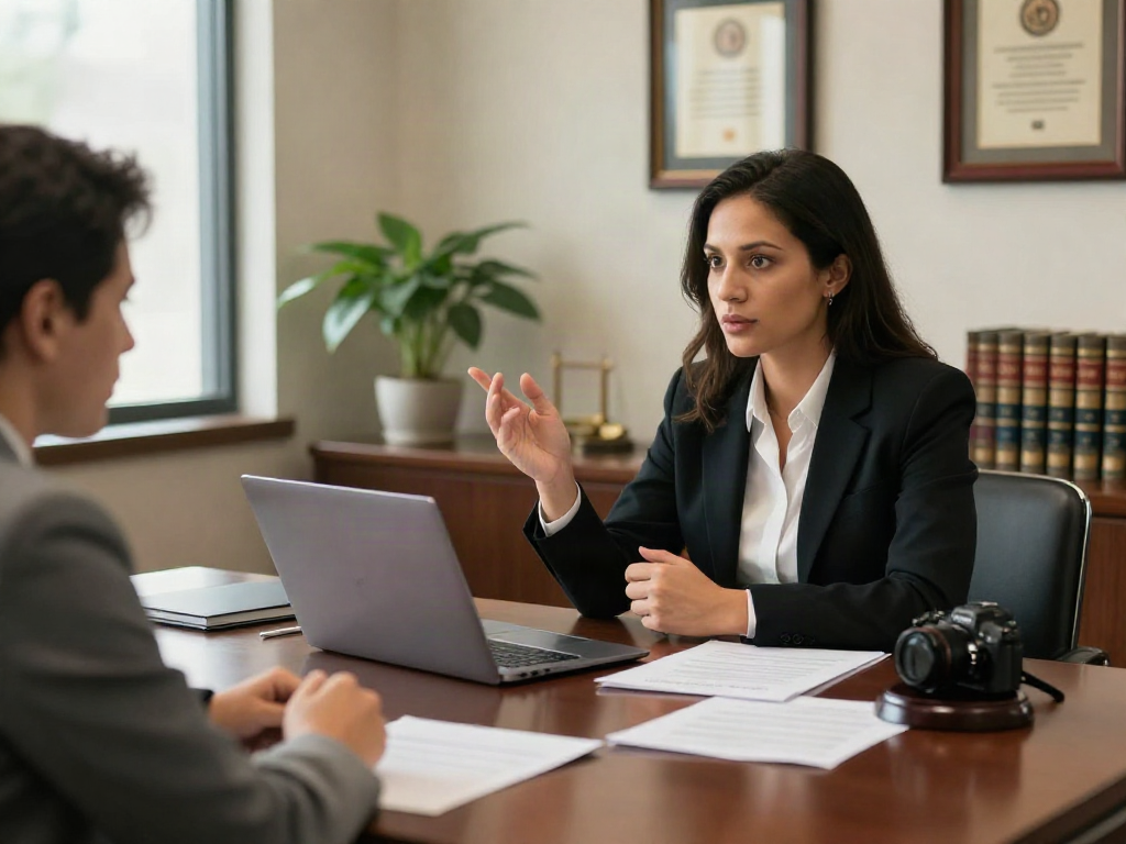 Marietta GA DUI lawyer consults with a client in a professional legal office.