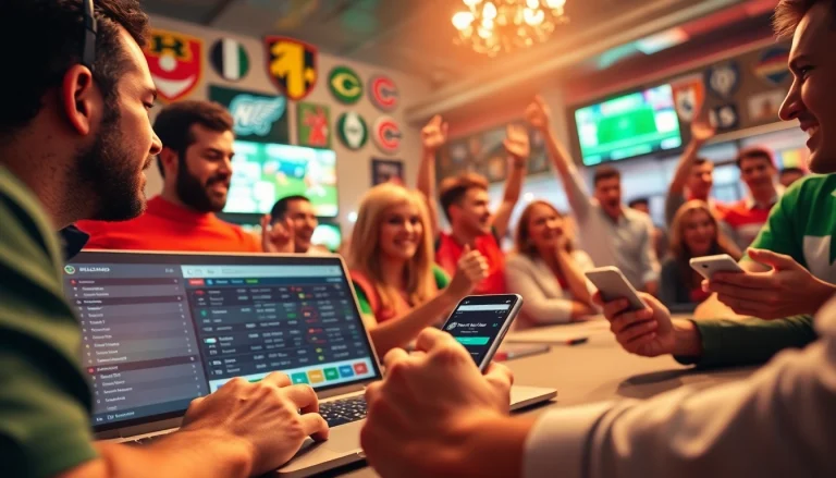 Engaging online Betting scene showcasing diverse users placing bets on sports events.