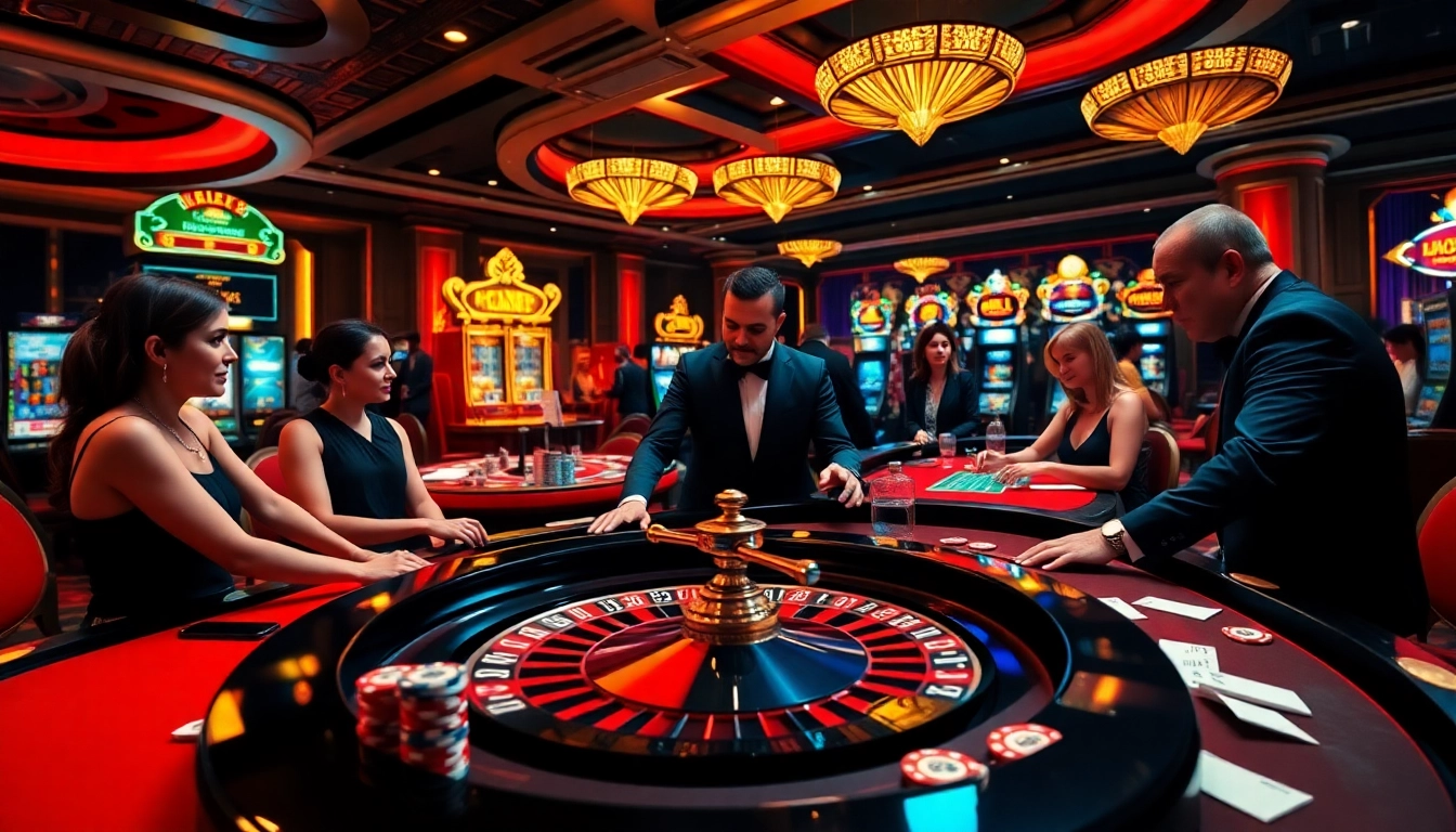 Experience high-stakes action at https://cf789.lat with a vibrant casino scene featuring roulette and poker chips.