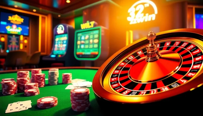Immerse in the thrill of online gambling at 32win com with vibrant casino tables and lively atmosphere.