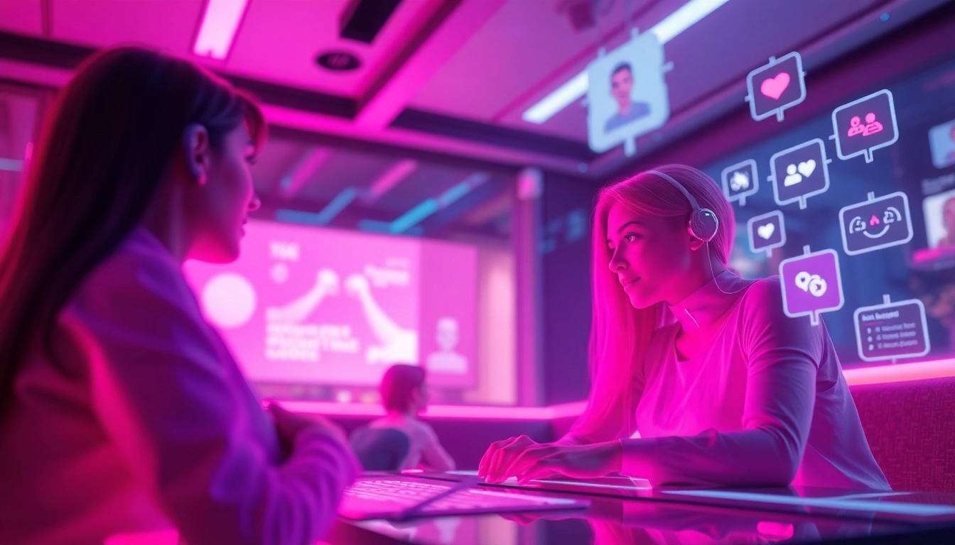 Engaging free ai sex chat scene with vibrant digital interaction elements