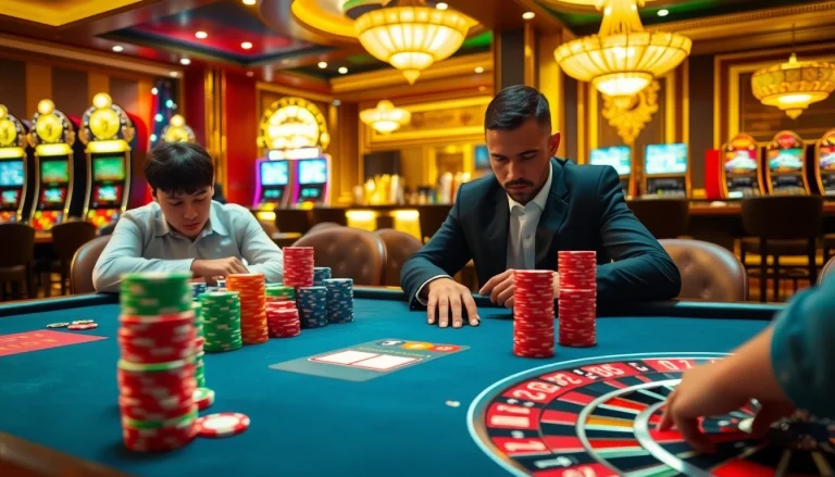 Experience the thrill of winning at QQ888 poker with vibrant chips and an elegant casino setting.