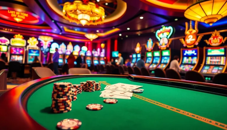 Experience the excitement of online gambling with immersive visuals at https://okwin.blog/, featuring poker tables and slot machines.
