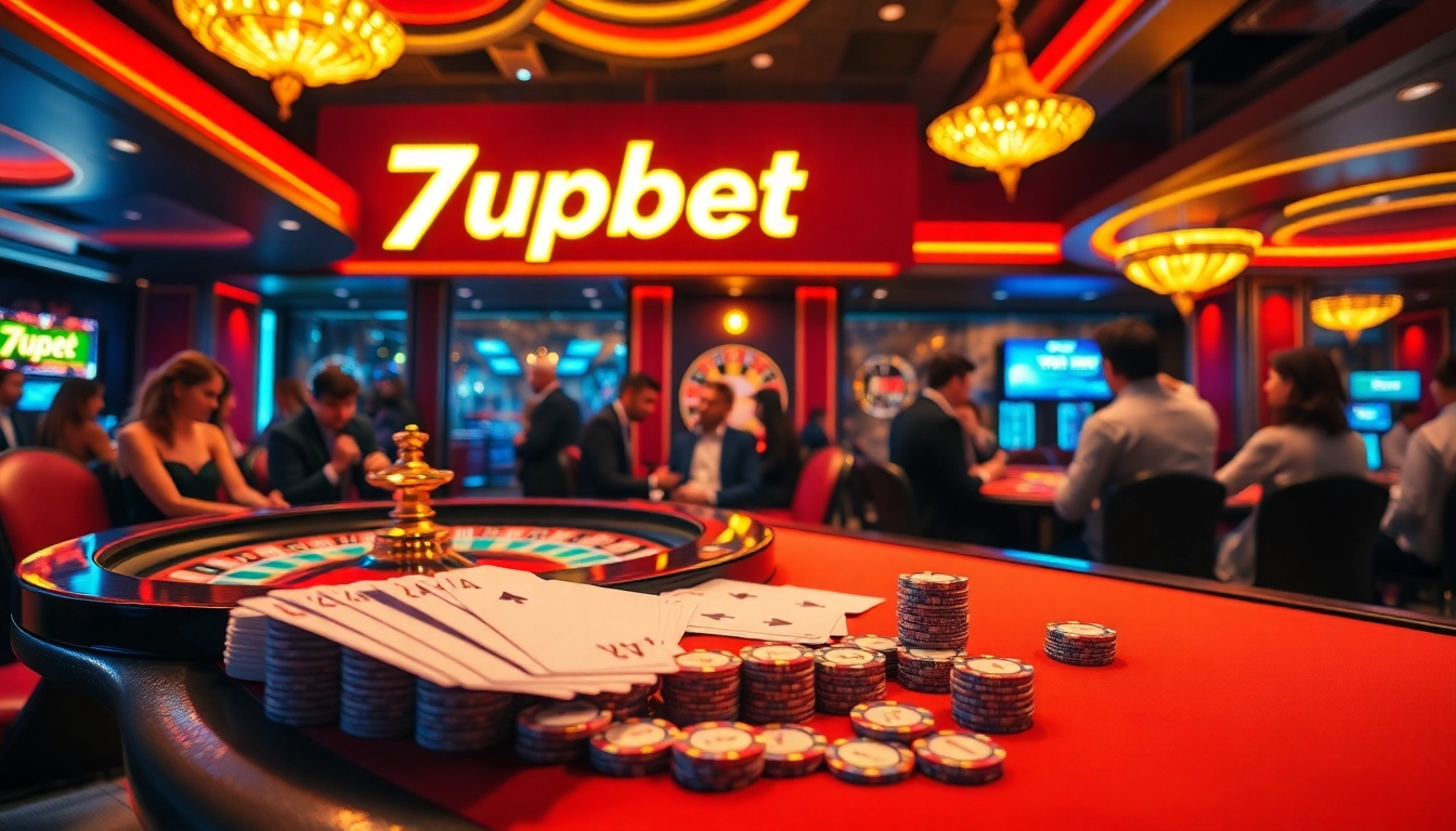 Players enjoying an exciting session at a casino, accessing 7upbet login for thrilling gambling experiences.