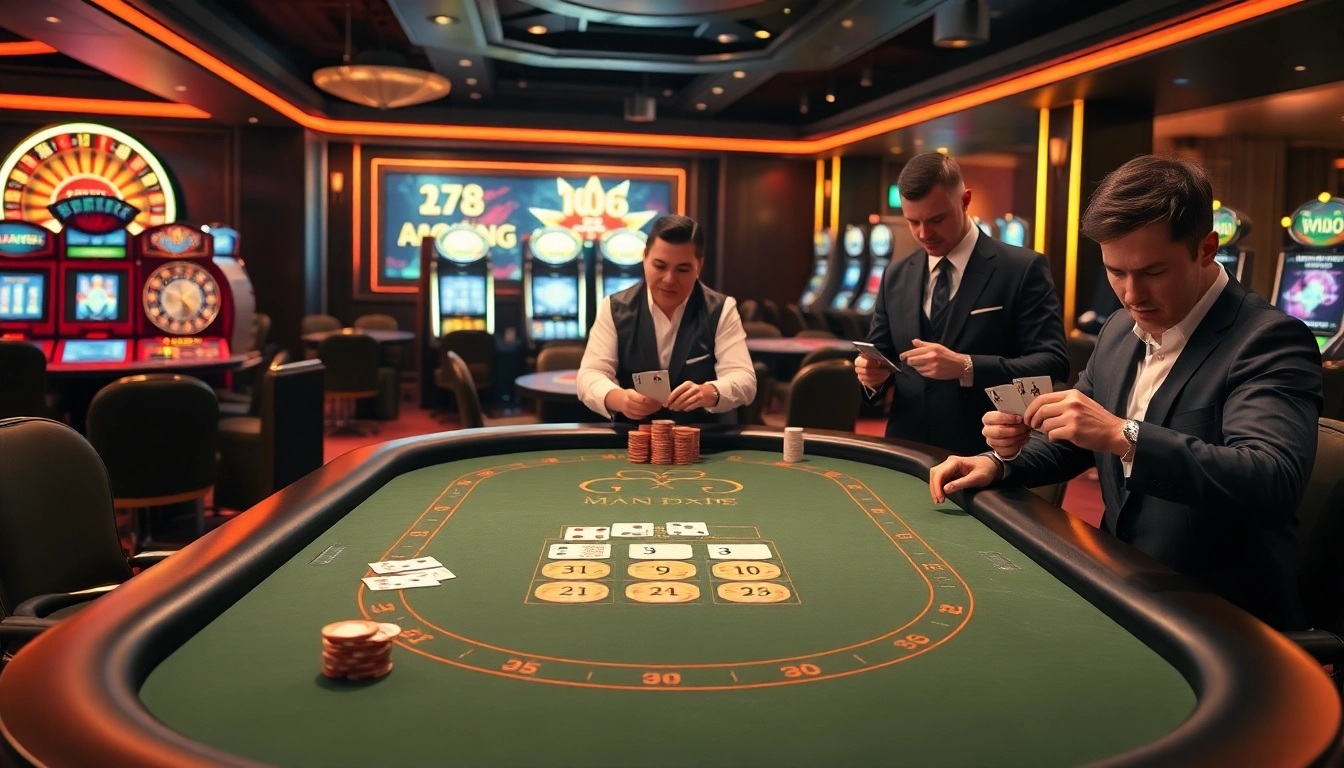 High-stakes poker scene at Man 88 casino with players focused on their winning strategies.