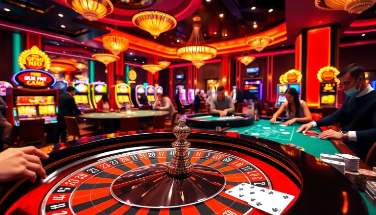 Engaging casino scene with roulette table and KK55-themed poker chips, capturing the thrill of gambling.