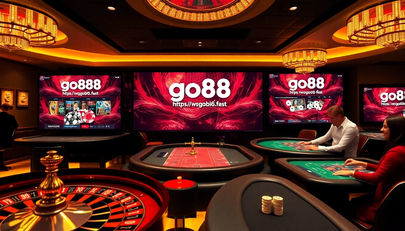 Players enjoying the exciting atmosphere at https://go88.fast/ with poker chips and roulette wheel.