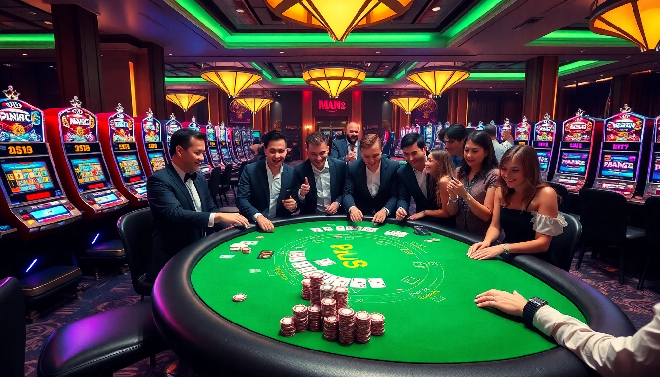 Experience high-stakes gambling at Man 88's vibrant casino table with enthusiastic players.