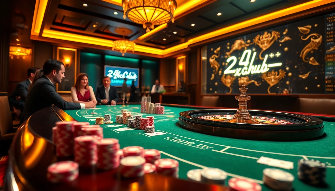 Trải nghiệm sự hứng khởi tại 24kclub với những chip poker sống động và các lá bài trên bàn casino sang trọng.