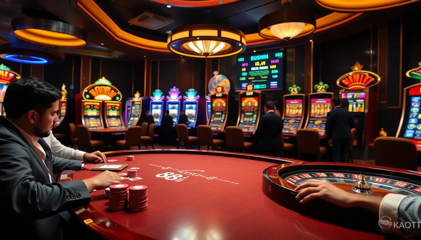 Exciting players using 88i at a vibrant, upscale casino poker table with chips and cards.