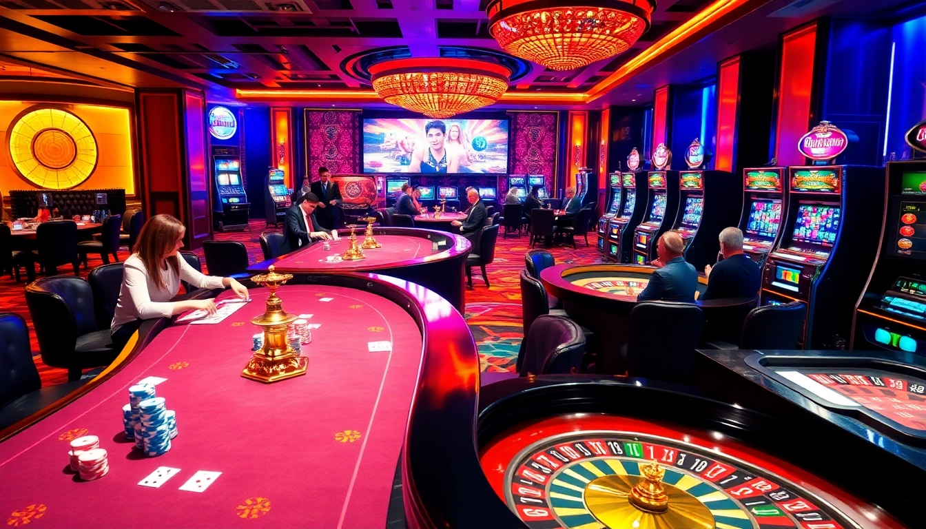 Engaging scene of luxurious gambling activities featuring rik vip table games and vibrant players.